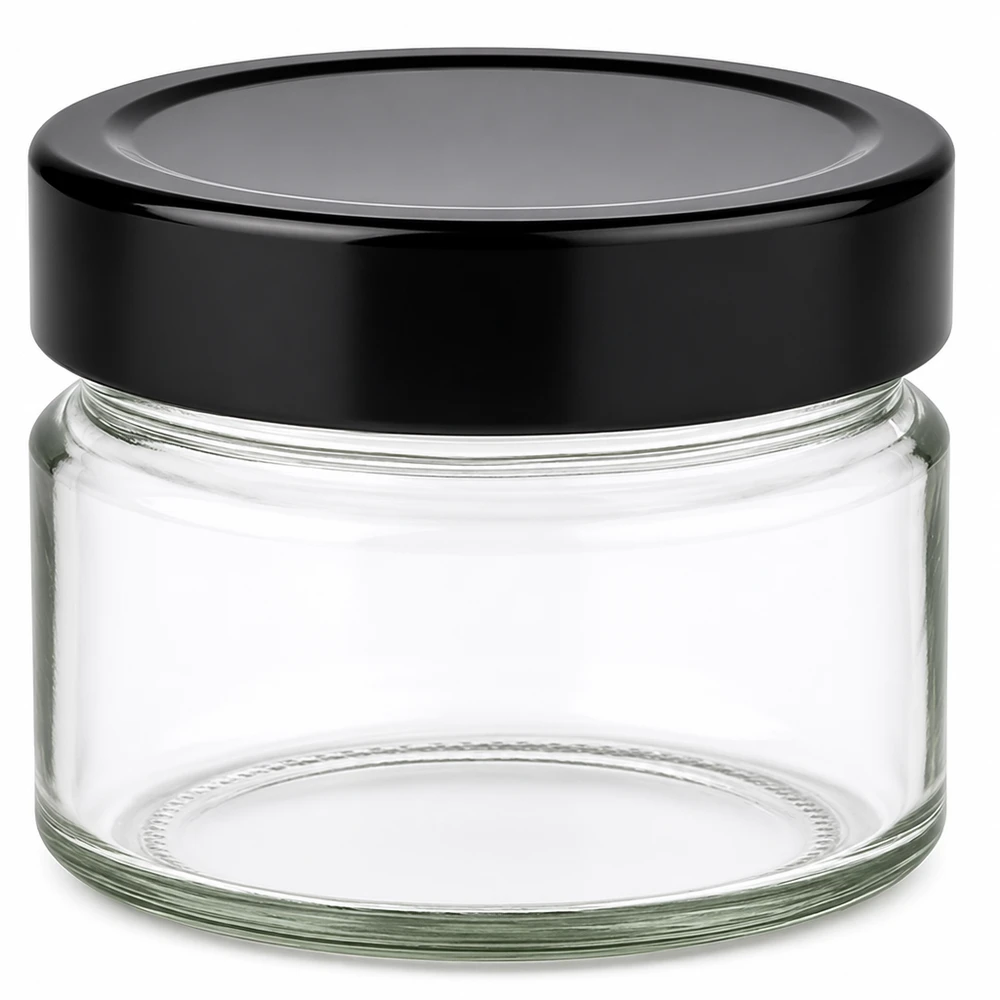Tarro redondo de 130ml con tapa BasicSeal negra UNiTWIST Tarro redondo de 130ml con tapa BasicSeal negra UNiTWIST