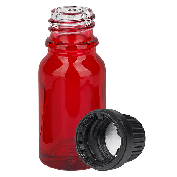 Botella 10ml tapón rosca 11mm negro con precinto RedLine UT18/10 Botella 10ml tapón rosca 11mm negro con precinto RedLine UT18/10
