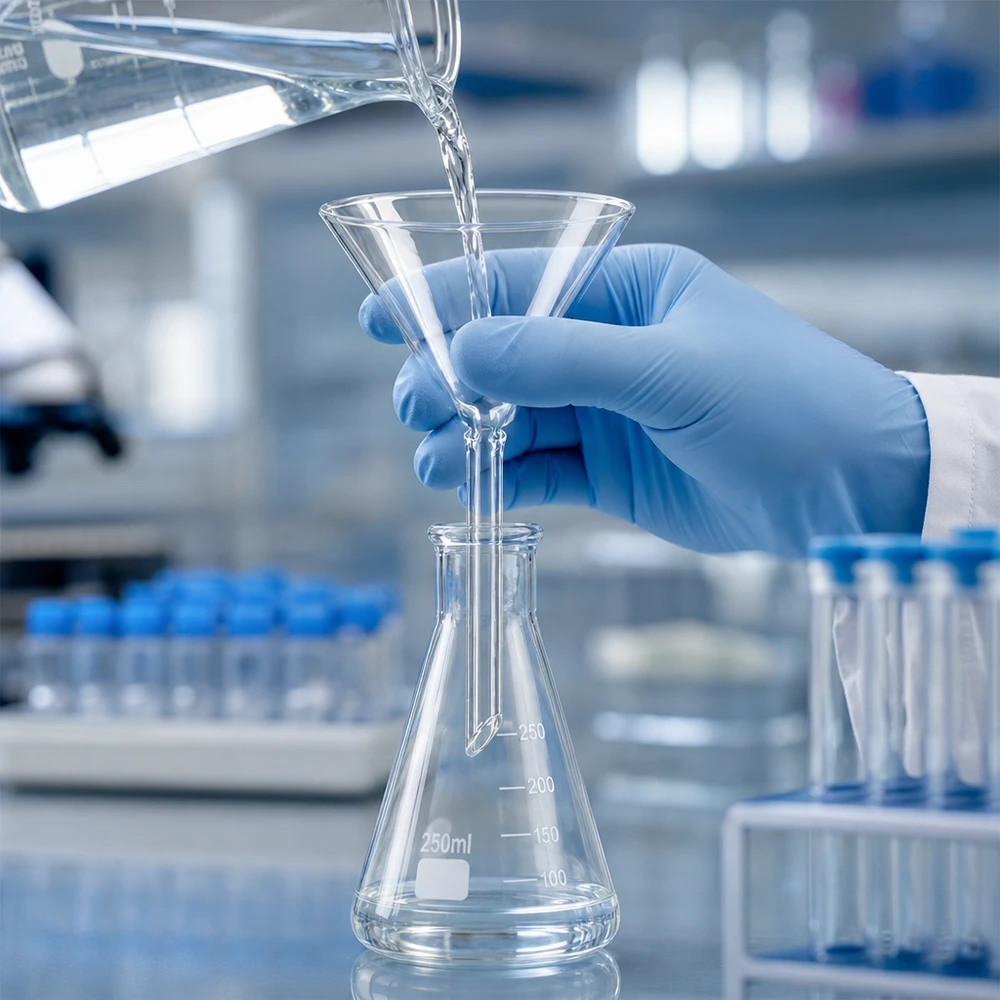 Embudo de vidrio de laboratorio químico borosilicato 75mm forma corta para filtración y análisis profesional