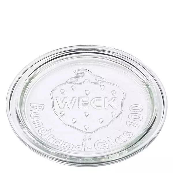 Tapa de tarro WECK RR100 Tapa de cristal WECK RR100 redonda transparente con logotipo en relieve para tarros de conserva y mason jars