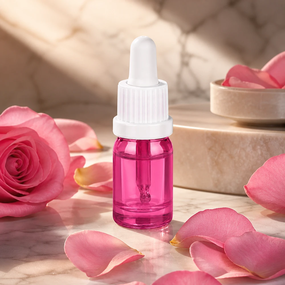 Frasco pipeta 5ml blanco originalidad tapón de rosca PurpleLine UT18/5 Frasco pipeta pequeño de 5 ml en violeta con tapón blanco para aceites esenciales y sueros