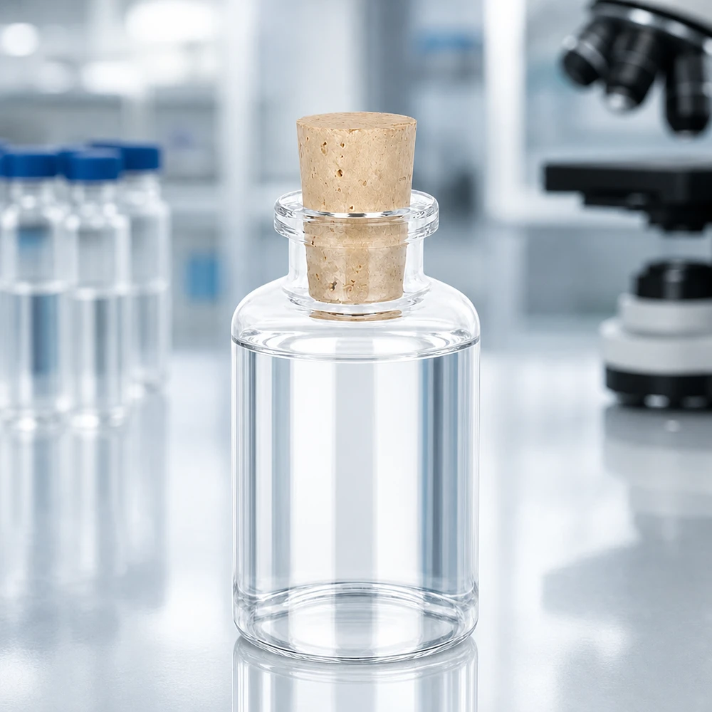 Botella de vidrio transparente 30ml con corcho 11/14mm Wiederverschließbare Klarglasflasche 30ml mit Naturkorken für Probenaufbewahrung und Laborgebrauch