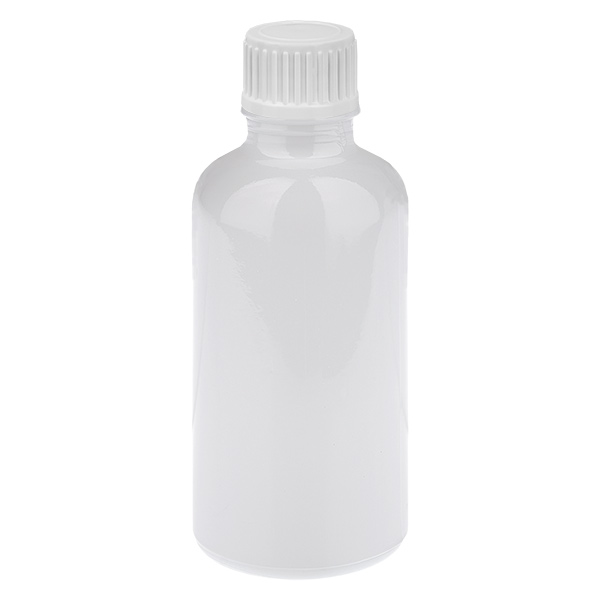 Botella cuentagotas de 50 ml con tapón estándar blanco de 0,9 mm WhiteLine UT18/50 Botella cuentagotas de 50 ml con tapón estándar blanco de 0,9 mm WhiteLine UT18/50