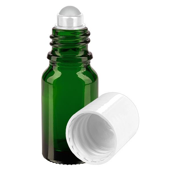 Botella de farmacia verde 10ml tapón roll-on blanco Botella de farmacia verde 10ml tapón roll-on blanco