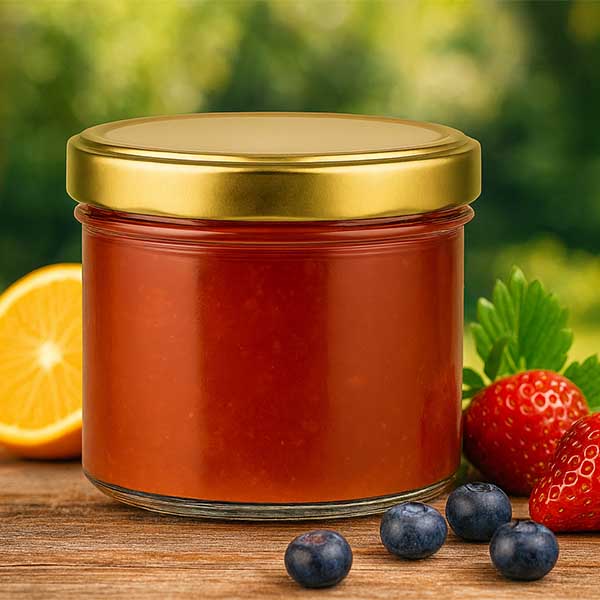 Tarro cilíndrico de 230ml con tapa BasicSeal oro UT