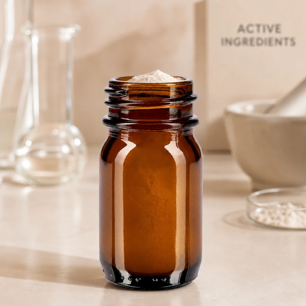 Frasco compacto de 30 ml y cuello ancho de vidrio ámbar de alta calidad para uso en laboratorio
