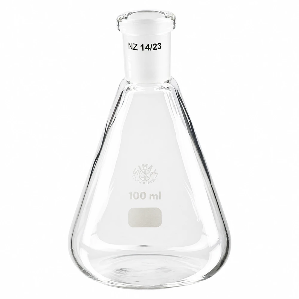 Matraz Erlenmeyer 100ml con junta esmerilada estándar (14/23) Matraz Erlenmeyer 100ml con junta esmerilada estándar (14/23)