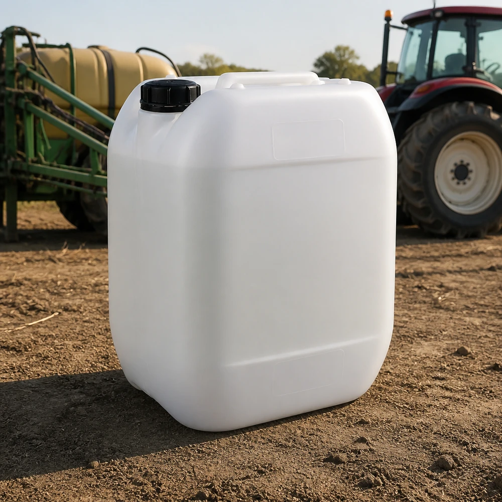 Bidón agrícola de 10 litros, blanco, con tapón original, para productos fitosanitarios de uso en el campo