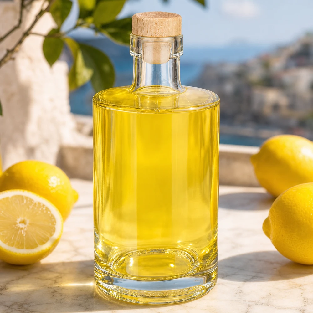 Botella de vidrio de 350 ml «Galileo» con tapón de corcho con asa de madera UNiTWIST®