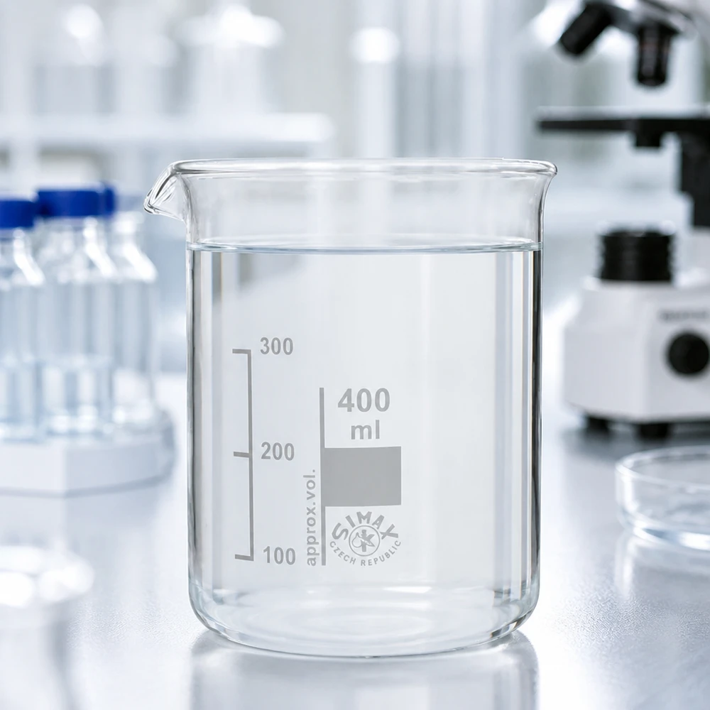 Vaso de precipitados 400ml de vidrio de borosilicato, forma baja Vaso de laboratorio de pared gruesa de 400 ml fabricado en vidrio de borosilicato de alta calidad para mediciones precisas