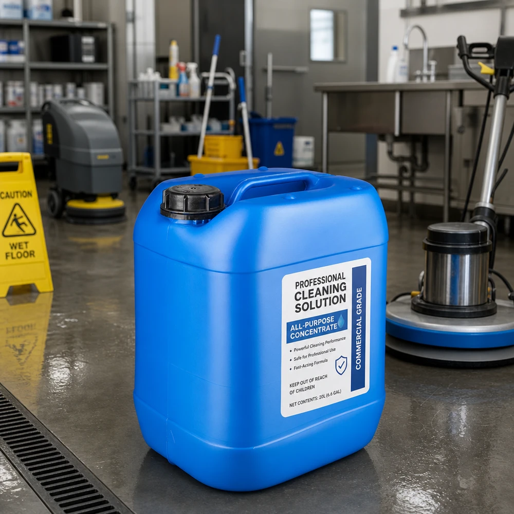 Solución de limpieza profesional en bidón azul de 20 litros con tapón OV para uso industrial