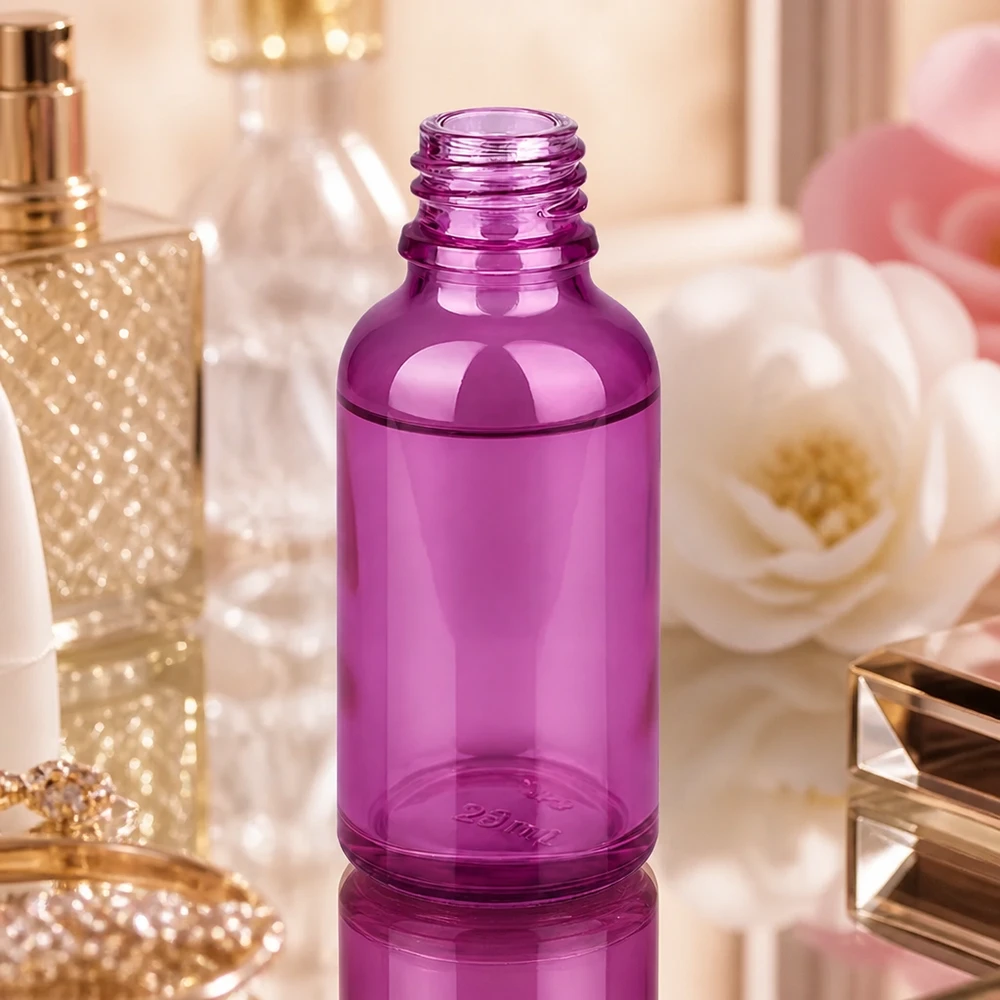 PurpleLine violeta Frasco de vidrio de 30 ml con tapón de rosca especial UT18/30 para un almacenamiento seguro