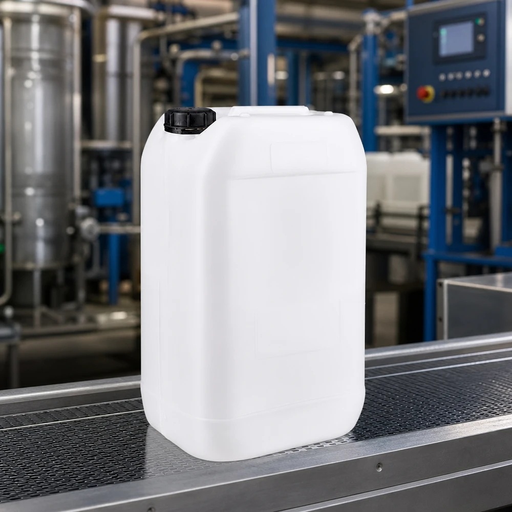Bidón industrial de 15 litros de plástico HDPE apto para uso alimentario con tapón OV negro