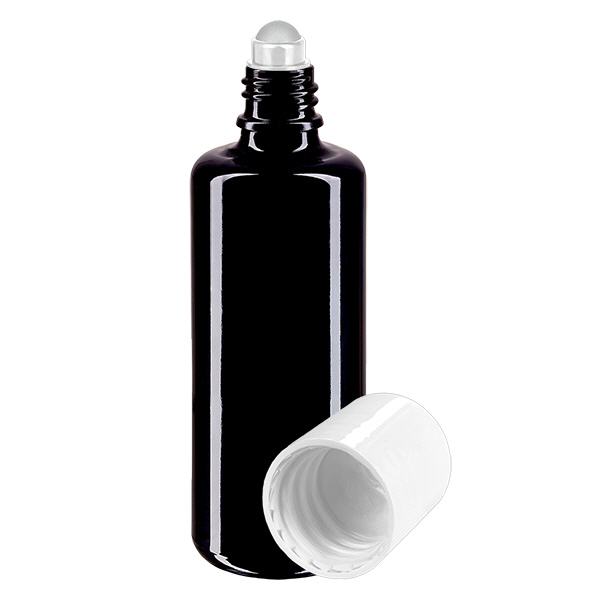 Botella de farmacia violeta 50ml tapón roll-on blanco Botella de farmacia violeta 50ml tapón roll-on blanco