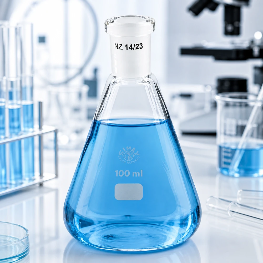 Matraz Erlenmeyer 100ml con junta esmerilada estándar (14/23) Matraz Erlenmeyer 100ml con junta esmerilada estándar (14/23)