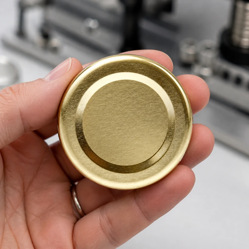Lote de tapas BasicSeal TO48 doradas de 48 mm con cierre de rosca UniTwist, de metal