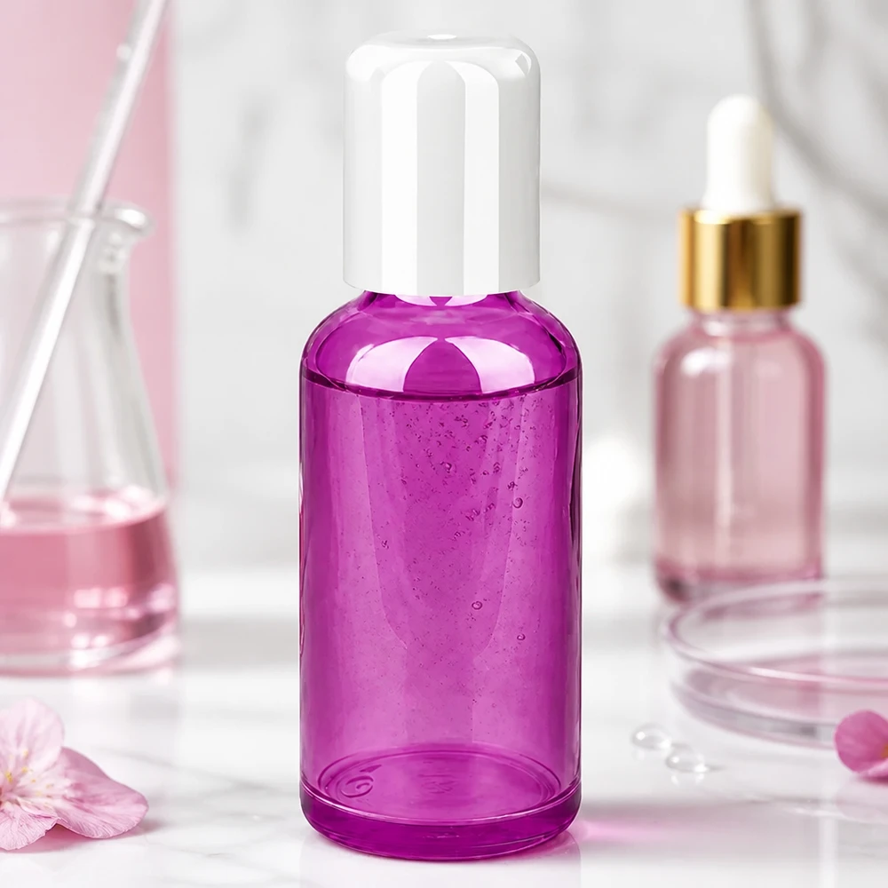 Frasco roll-on vacío de 50 ml de plástico transparente en elegante color violeta para aromaterapia