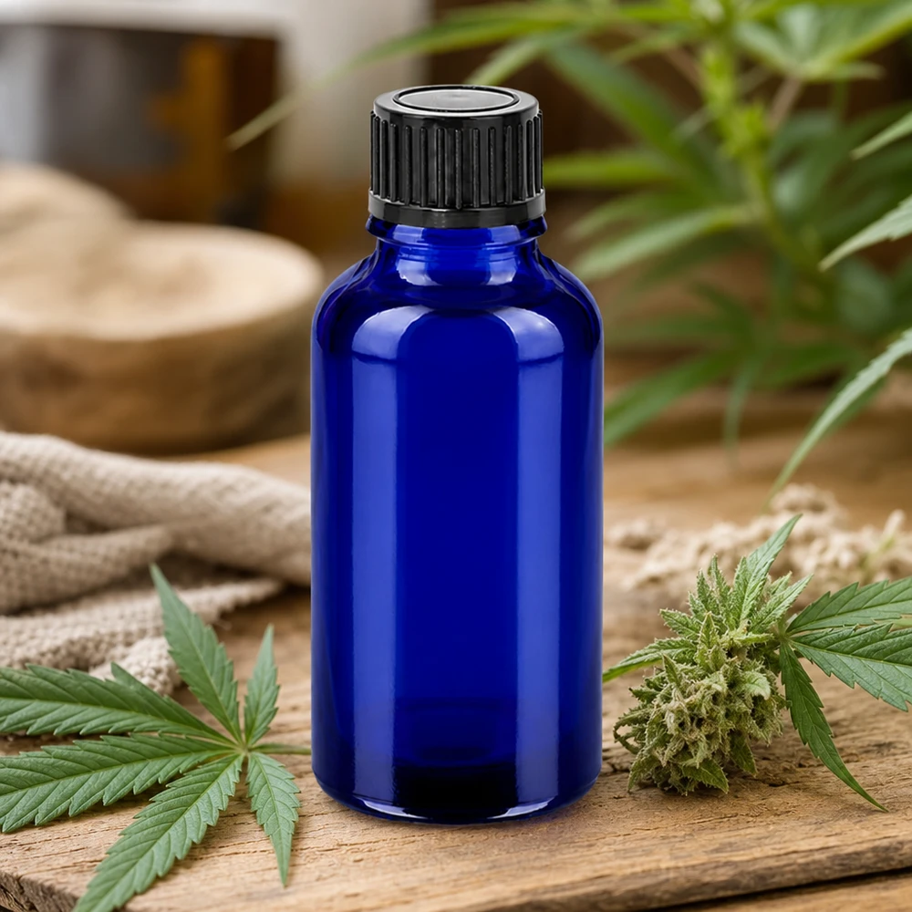 Frasco 30ml 11mm tapón rosca negro estándar BlueLine UT18/30 Frasco medicinal de vidrio azul de 30 ml con un robusto tapón de rosca para guardar con seguridad las tinturas