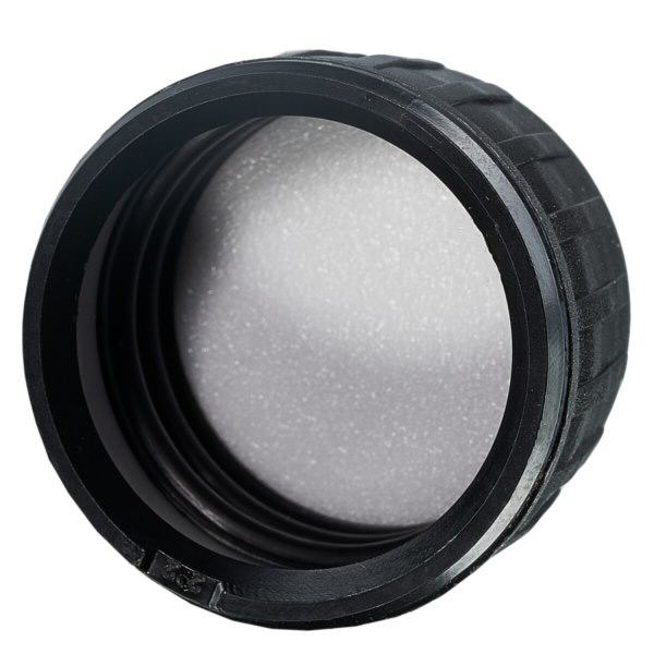 Tapón de rosca negro con precinto EPE con anillo inviolable PP28 ApoGlas Tapón de rosca negro con precinto EPE con anillo inviolable PP28 ApoGlas