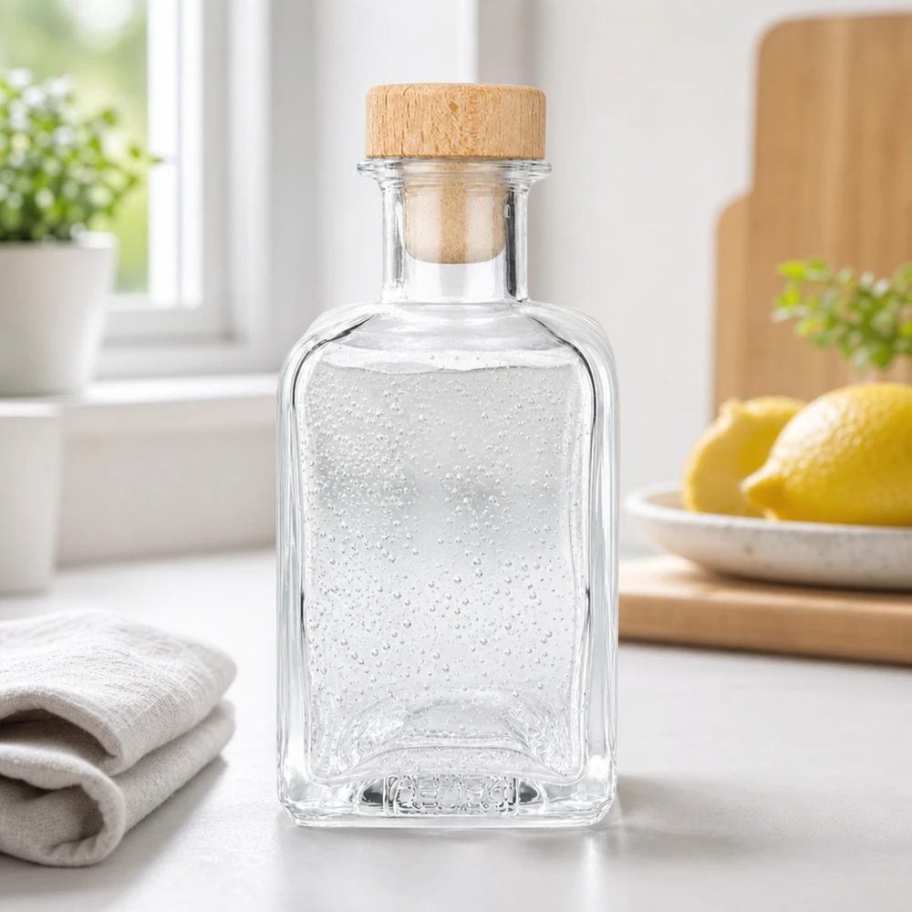 Botella de farmacia de 200 ml «Clara» con tapón de corcho con asa de madera UNiTWIST®