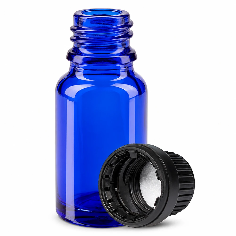 Frasco de 10 ml con tapón de rosca de 11 mm negro BlueLine UT18/10