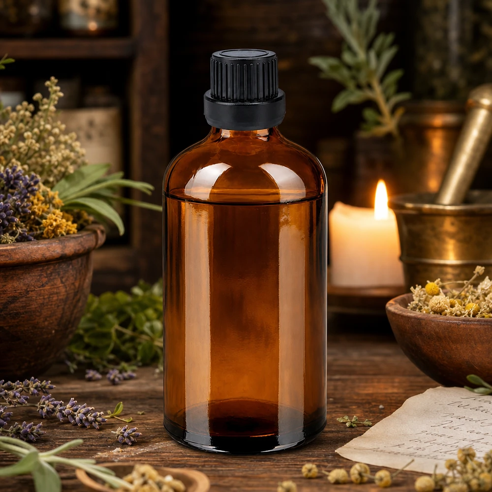 Frasco cuentagotas de 100 ml con dosificador de 2 mm para una dosificación precisa de aceites y esencias