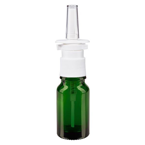 Botella de farmacia verde 10ml atomizador nasal blanco estándar Botella de farmacia verde 10ml atomizador nasal blanco estándar