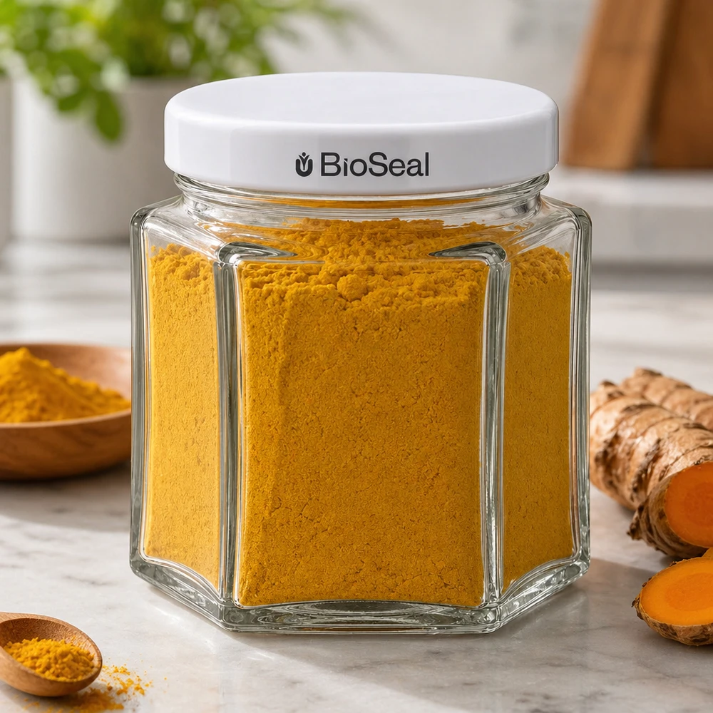 Tarro hexa de 47ml con tapa blanca BioSeal UNiTWIST Tarro hexa de 47ml con tapa blanca BioSeal UNiTWIST