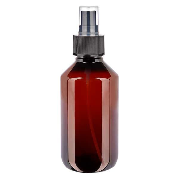 Botella PET 200ml con atomizador negro Botella PET 200ml con atomizador negro