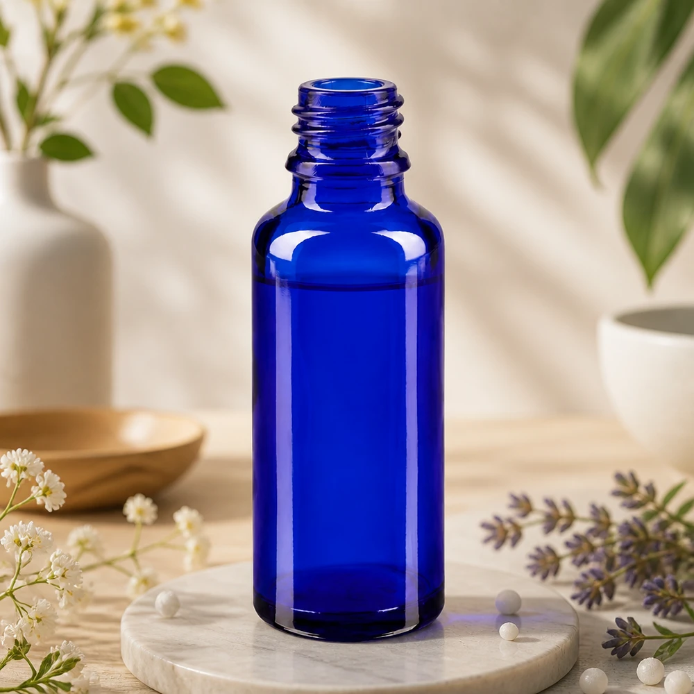 Frasco cuentagotas 30ml DIN 18 VIDRIO AZUL Frasco azul de farmacia ApoGlas de 30 ml con cuello de rosca estrecho para una dosificación precisa gota a gota
