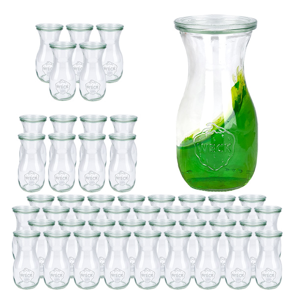 48er Set Weck Gläser 290ml Saftflasche mit 48 Glasdeckeln 48er Set Weck Gläser 290ml Saftflasche mit 48 Glasdeckeln