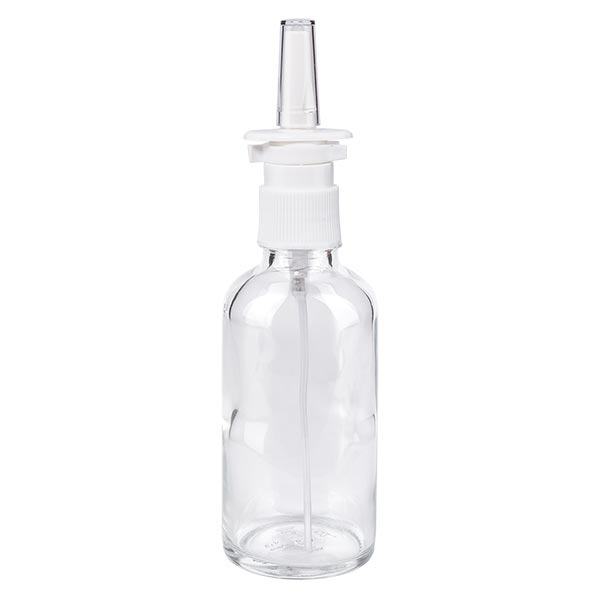 Botella de farmacia transparente 50ml atomizador nasal blanco estándar Botella de farmacia transparente 50ml atomizador nasal blanco estándar