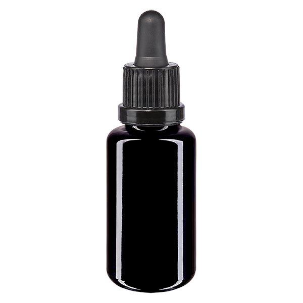 Botella de farmacia violeta pipeta 20ml tapón inviolable negro Botella de farmacia violeta pipeta 20ml tapón inviolable negro
