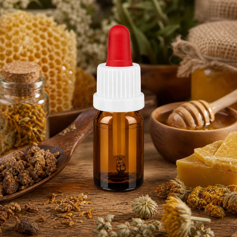 Frasco de vidrio ámbar de 5 ml con tapón cuentagotas ideal para aplicaciones cosméticas y de aromaterapia