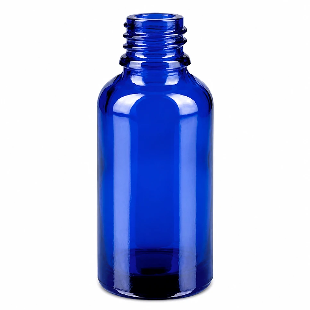 Frasco roll-on 30ml blanco tapón estándar BlueLine UT18/30 Frasco de vidrio azul de 30 ml con rosca STD BlueLine para aplicaciones roll-on