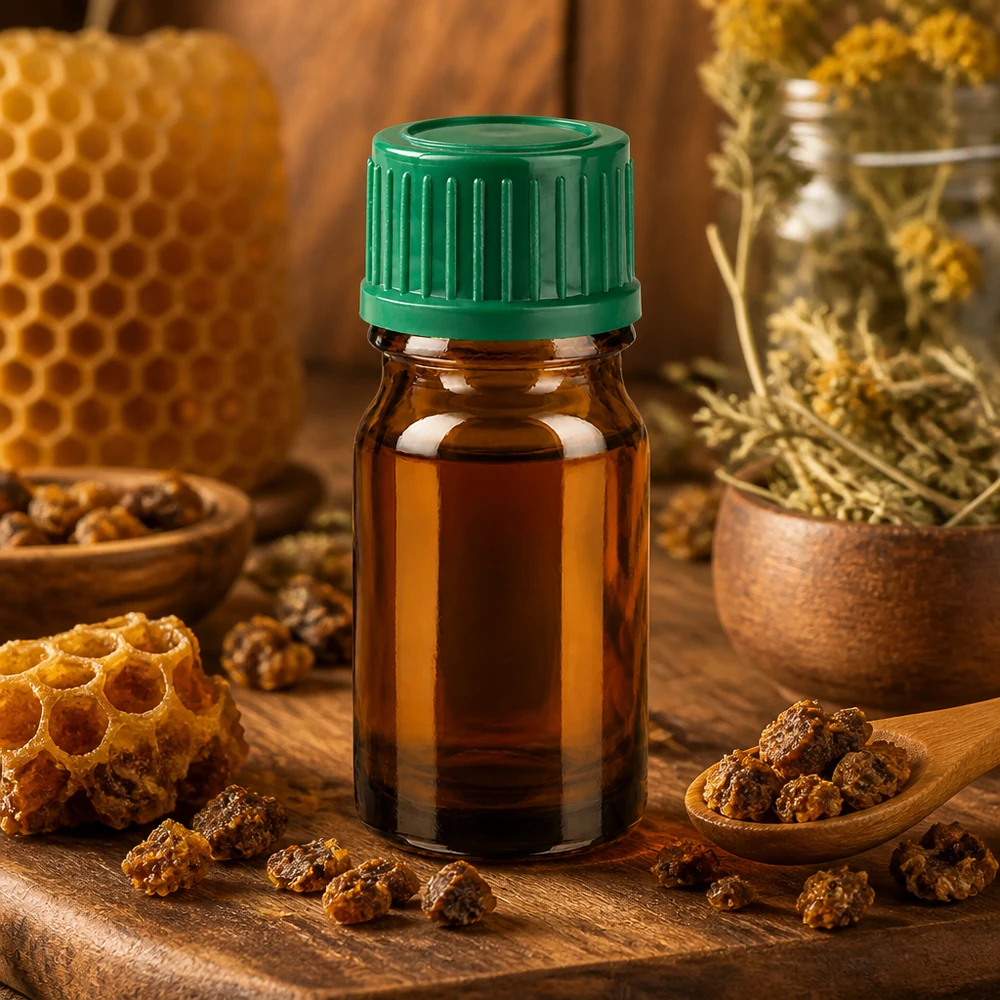 Frasco pequeño de vidrio ámbar de 5 ml con tapón verde ideal para propóleo y remedios naturales