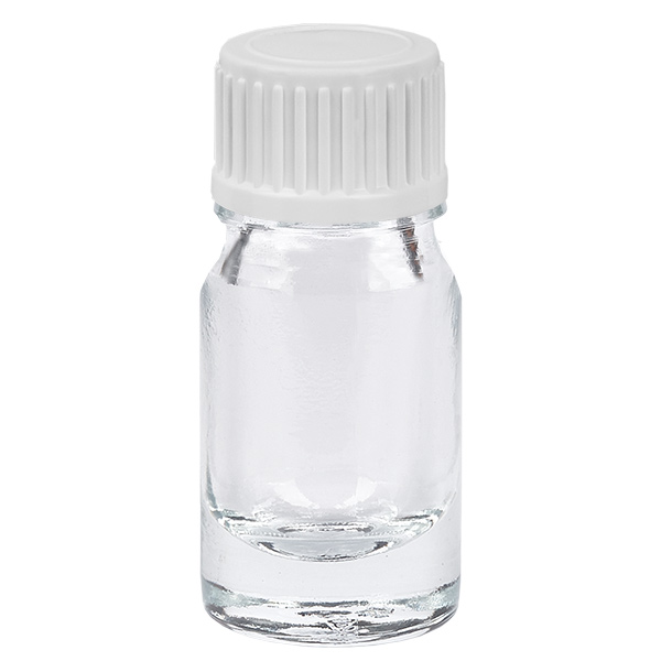 Frasco cuentagotas de 5 ml con tapón estándar blanco de 0,9 mm ClearLine UT18/5 Frasco cuentagotas de 5 ml con tapón estándar blanco de 0,9 mm ClearLine UT18/5