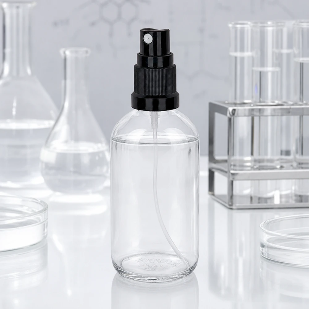 Frasco pulverizador de 100 ml negro con tapón estándar ClearLine UT18/100 Botella pulverizadora ClearLine de 100 ml, modelo UT18/100, con tapón negro, entre el material de vidrio de laboratorio