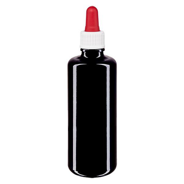 Botella de farmacia violeta pipeta 50ml blanco/rojo estándar Botella de farmacia violeta pipeta 50ml blanco/rojo estándar