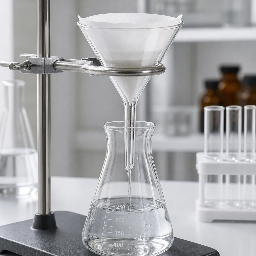 Embudo de laboratorio de precisión de borosilicato de 55 mm con ángulo de 60° para una dosificación precisa en química