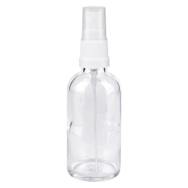 Botella de farmacia transparente 50ml pulverizador blanco Botella de farmacia transparente 50ml pulverizador blanco