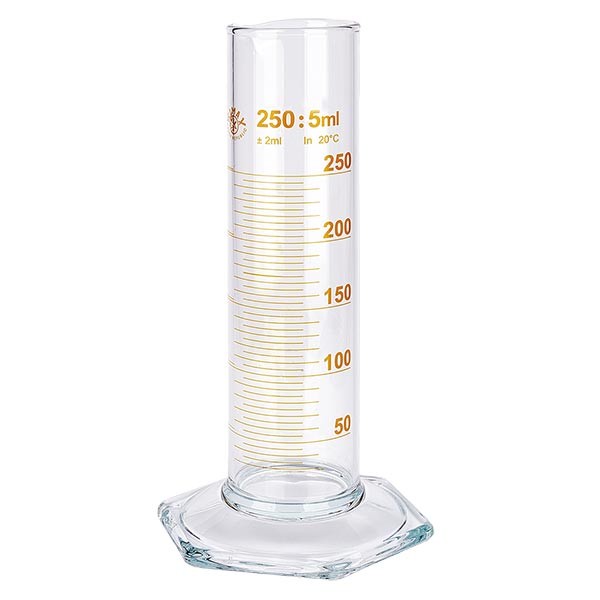 250 ml probeta graduada NF de vidrio, escala marrón 250 ml probeta graduada NF de vidrio, escala marrón