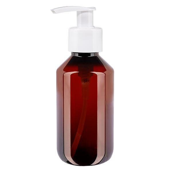 Botella PET 200ml con bomba dispensadora blanca Botella PET 200ml con bomba dispensadora blanca