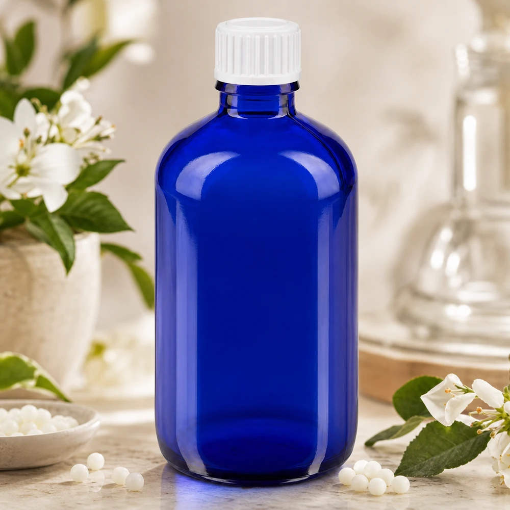 Dosificación precisa con un frasco cuentagotas azul de 100 ml con abertura de 0,9 mm para homeopatía y medicina natural