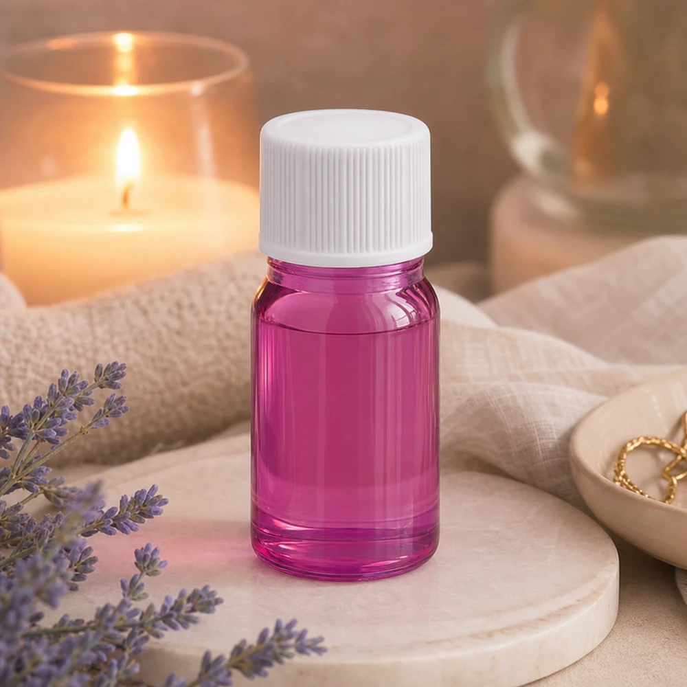 Frasco de farmacia de 5 ml de alta calidad fabricado en vidrio violeta con protección UV y tapón blanco estándar