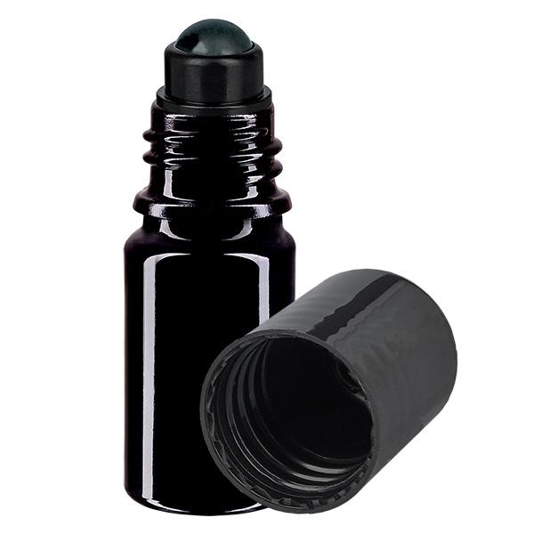 Botella de farmacia violeta 5ml tapón roll-on negro Botella de farmacia violeta 5ml tapón roll-on negro