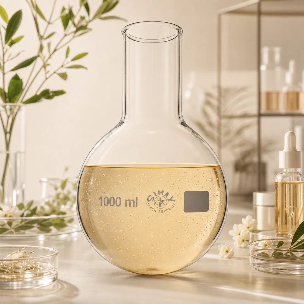 Frasco de vidrio de fondo redondo de 1000 ml con cuello ancho y logotipo Simax de alta calidad para material de laboratorio profesional