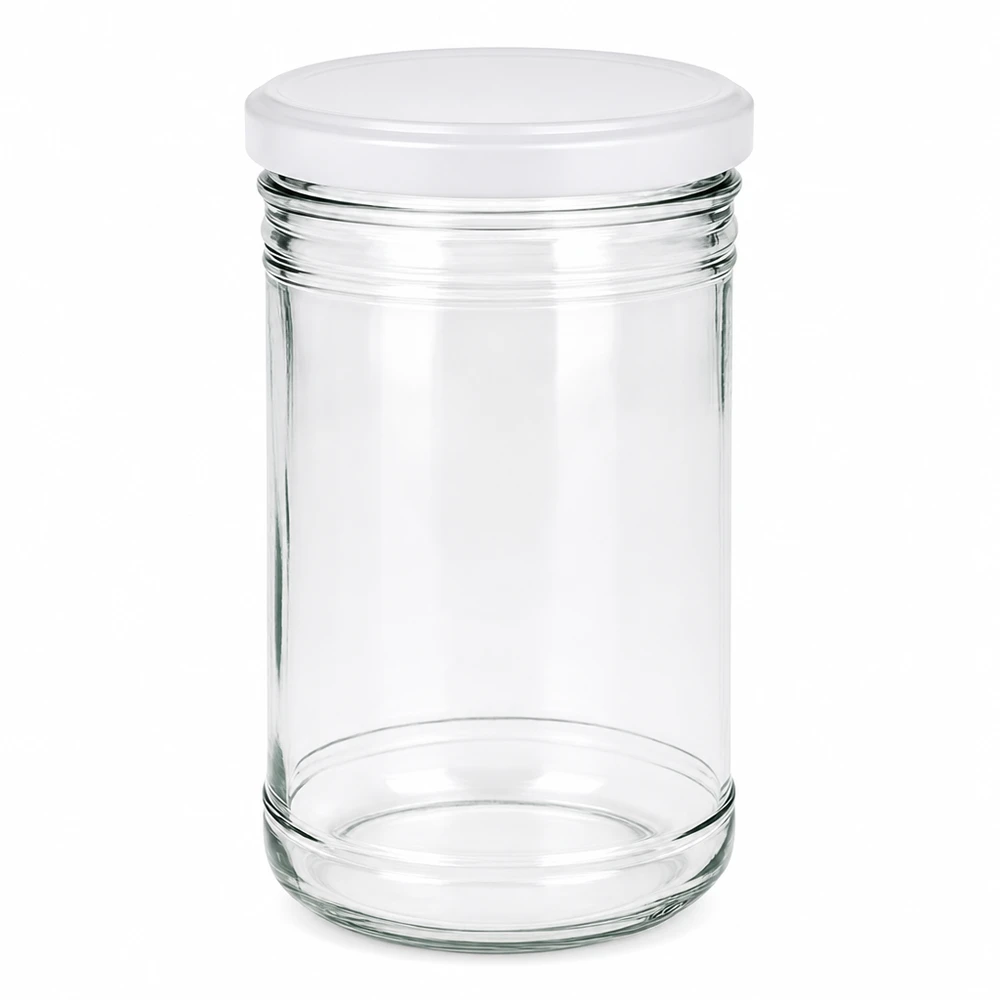 Vaso de 1053ml con tapa BasicSeal blanco UNiTWIST Tarro albañil de 1053 ml con tapa blanca BasicSeal transparente vacío tarro de conserva certificado por la ONU tarro de conservación