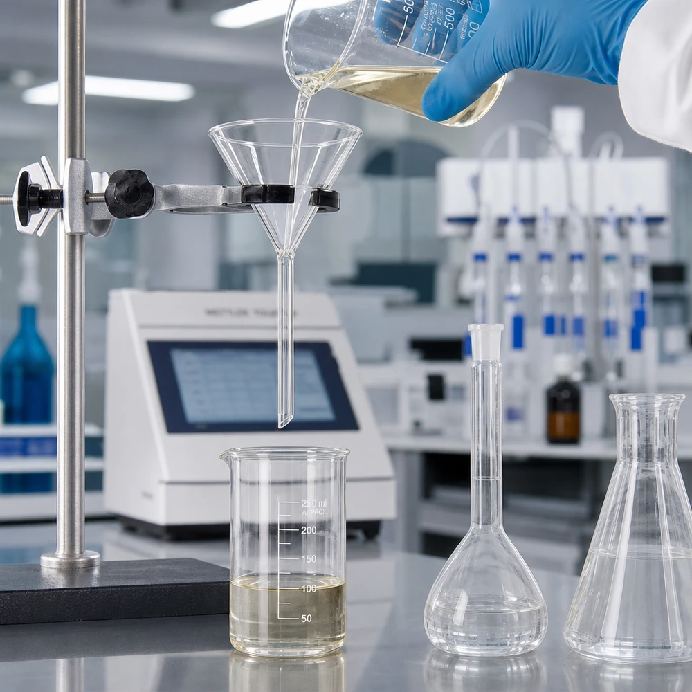 Embudo de laboratorio profesional fabricado en vidrio sodocálcico de alta calidad, con un diámetro de 100 mm, para productos químicos