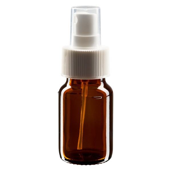 Frasco medicinal 30ml marrón, con bomba atomizadora blanca ApoGlas Frasco medicinal 30ml marrón, con bomba atomizadora blanca ApoGlas